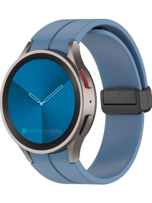 AktarMobile Samsung Galaxy Watch 4 Classic 42 46 mm Silikon Kordon Magnetik D Tokalı Spor Kayış Mıknatıslı Toka