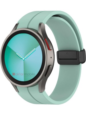 AktarMobile Samsung Galaxy Watch 5 Pro 45 mm Silikon Kordon Magnetik D Tokalı Spor Kayış Mıknatıslı Toka