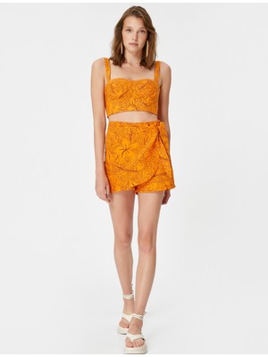 Koton Şahika Ercümen x Koton - Bağlamalı Mini Şort Etek