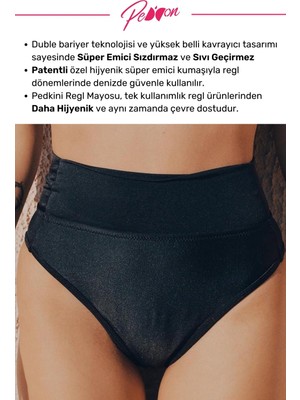 Peddon Regl Dönemine Özel Konforlu 2'li Set Pedkini Mayo Altı Süper Emici Yüksek Bel Regl Bikini Altı