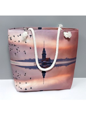Feryal Galata Kulesi Desenli Plaj Çantası