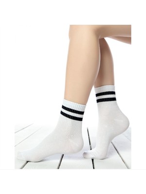 Black Arden Socks Yazlık Kadın Çizgili Bilek Üstü Çorap