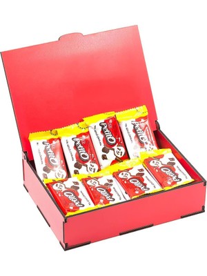 Nostaljik Lezzetler Sevgililer Gününe Özel Kırmızı Ahşap Hediye Kutusunda 24 Adet Petito