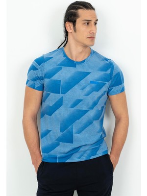 Maraton Regular Erkek Bisiklet Yaka  Saks T-shirt
