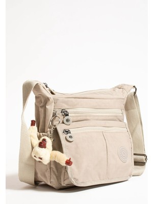 Kadın 6 Bölmeli Krinkıl Su Geçirmez Paraşüt Kumaş Omuz Çantası