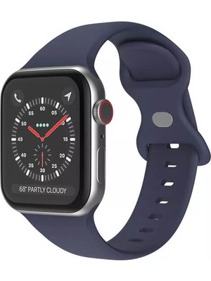 Wozlo Apple Watch 1, 2, 3, 4, 5, 6, 7, 8, Se Silikon Kordon Kayış - M-L Beden 38/40/41MM - Lacivert