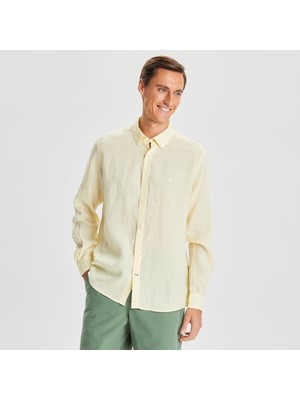 Nautica Erkek Sari Classic Fit Uzun Kollu Keten Gömlek W35101T.7FV