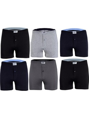 Yıldız 6'lı Paket Erkek Havlubel Düğmeli Penye Boxer Çok Renkli Abani Classic