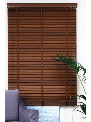 Wooden Blinds %100 Doğal Ahşap Jaluzi Perde 50mm, Alüminyum Kasalı Yüksek Kaliteli - Kurdelalı