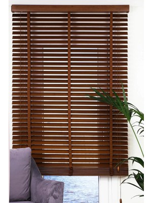 Wooden Blinds %100 Doğal Ahşap Jaluzi Perde 50mm, Alüminyum Kasalı Yüksek Kaliteli - Kurdelalı