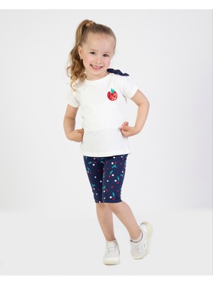 Harika Kids Kız Bebek Kaprili Kısa Kollu Apolet Baskılı Yazlık Basic Alt-Üst Takım 6-24 Ay