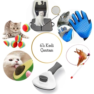 6'lı Kedi Çantası,avokado Kedi Nanesi, Otomatik Temizlenen Kedi Tarağı, Kedi Tüy Toplama Eldiveni, Kedi Matı