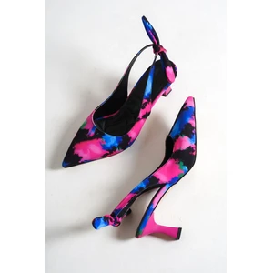 Minipony Lila Batik Kısa Topuk Stiletto Topuklu Ayakkabı