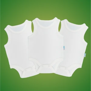 3'lü Bebek Atlet Body Zıbın Çıtçıtlı Beyaz 100% Pamuk - Beyaz Bebek Body Zıbın