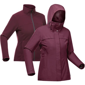 Forclaz Kadın 3'ü 1 Arada Mont - Bordo - Travel 100