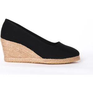 Star Tombis Siyah Keten Espadril Dolgu Topuk