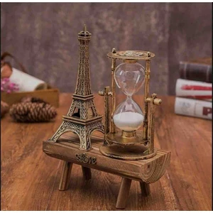New Brend Home Eyfel Kulesi Paris Kum Saati Nostaljik Dekoratif Hediyelik Eiffel Retro Kum Saat Biblo Ahşap Standlı