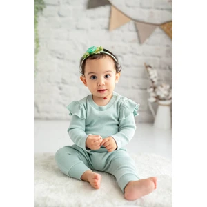 Gots Sertifikalı  Organik Pamuk Fırfırlı Sweatshirt ve Pantolon Takım (0-4yaş)