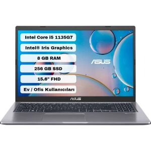 X515EA-BQ867 Intel Core i5 1135G7 8GB 256GB SSD Freedos 15.6" FHD IPS Taşınabilir Bilgisayar