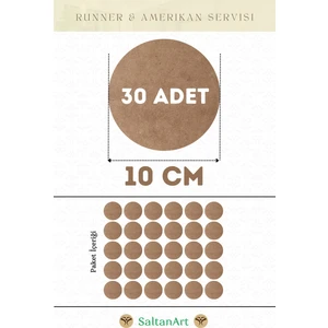 Saltan Art HM234 10 cm Çap 30 Adet Supla Amerikan Servis Runner Mdf Drolit Magnet Altı Ahşap 3 mm (2,7 Mm) Kalınlık