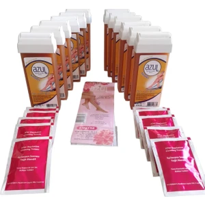 Roll-On Kartuş Sir Ağda 12'li Set Naturel 2 m Ağda Bezi 1 Adet Ağda Sonrası Temizlik Mendili 10 Adet Naturel Kartuş Ağda