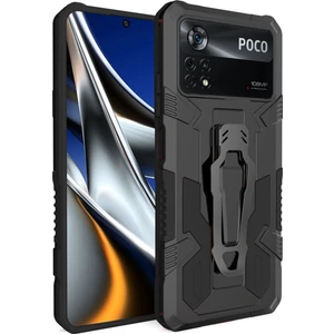 Xiaomi Poco X4 Pro Kılıf Ultra Korumalı Manyetik Kemere Takmalı Standlı Klik Kapak