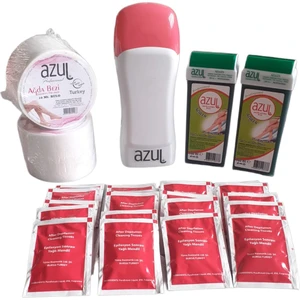 Kartuş Ağda Isıtıcısı + 2 Adet Yeşil Kartuş Ağda + 10 m Ağda Bezi + 20 Ağda Temizleme Mendili Azul Kartuş Roll-On Isıtıcı Seti