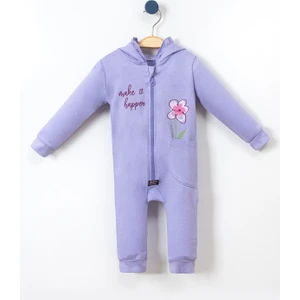 Ada Bebek Çocuk Kapşonlu Cepli Çiçek Desenli Bebek Tulum