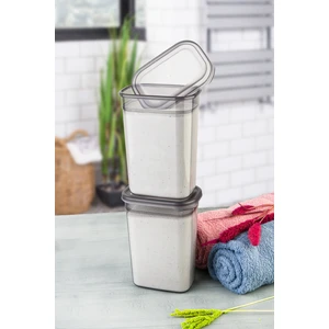 Etiketli Peggy Dikdörtgen Deterjan Saklama Kabı Seti 1500 ml Antrasit 4'lü