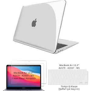 Macbook Air 13 M1 Çip A2337 A2137 Tam Uyumlu Alt Üst Kılıf + Klavye Kılıfı + Ekran Koruyucu Film 13.3”