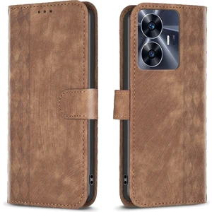 Zsunsky Shop Realme C55 Için Ekose Kabartmalı Deri Kılıf (Yurt Dışından)