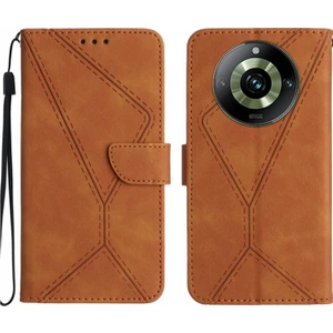 Zsunsky Shop Realme 11 Pro Için Dikişli Kabartmalı Deri Kılıf (Yurt Dışından)
