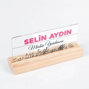 Roza Doğal Ahşap Stand Akrilik Masa Isimliği Anneler Günü Hediyesi Kadınlara Özel Isimlik