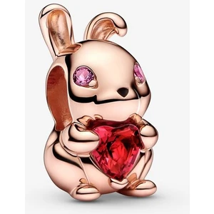 Jewel Store Pandora 925 Ayar Gümüş Kırmızı Kalp Taşlı Tavşan Charm