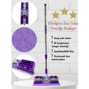 Biya Home Teleskopik Saplı Mor Mop Kolay Kullanışlı Pratik Mop