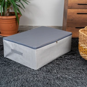 Büyük Boy Çizgi Desen Baskılı Antrasit Baza Altı Düzenleyici Hurç 60x40x20 cm