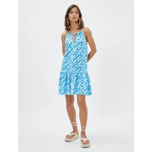 Şahika Ercümen XKoton - Keten Karışımlı Mini Elbise Halter Yaka Oversize