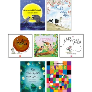 Yapı Kredi Yayınları – Avucundaki Öpücük + Farklı Ama Aynı + Nokta + Yuvada + Mış Gibi + Su Dedikleri Var Ya + Elmer - 7 Kitap Çocuk Öykü Seti