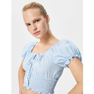 Rachel Araz x Koton - Balon Kollu Crop Poplin Bluz