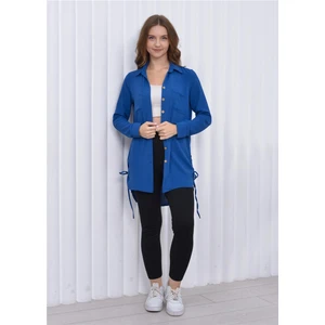 Kadın Yandan Ip Detaylı Aerobin Tunik Gömlek Mavi