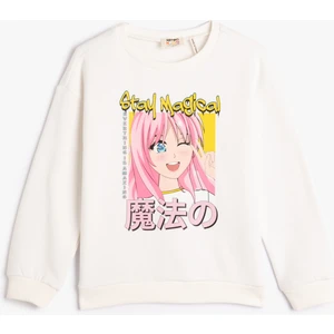 Anime Sweatshirt Uzun Kollu Bisiklet Yaka Şardonlu