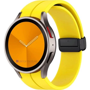 Samsung Galaxy Watch 4 40 44 mm Silikon Kordon Magnetik D Tokalı Spor Kayış Mıknatıslı Toka