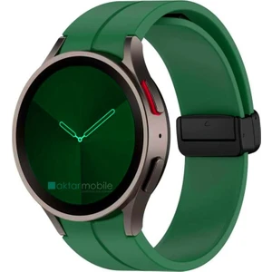 Samsung Galaxy Watch 4 Classic 42 46 mm Silikon Kordon Magnetik D Tokalı Spor Kayış Mıknatıslı Toka