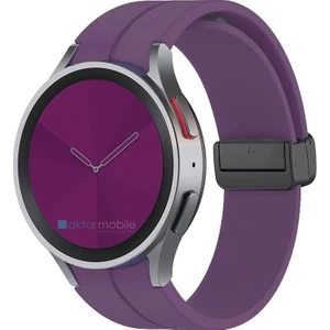 Samsung Galaxy Watch 4 40 44 mm Silikon Kordon Magnetik D Tokalı Spor Kayış Mıknatıslı Toka