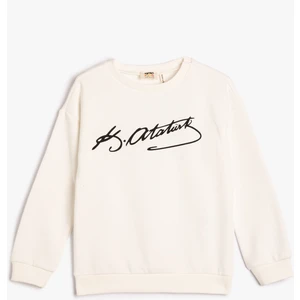 Atatürk Baskılı Sweatshirt Uzun Kollu Bisiklet Yaka 100. Yıl
