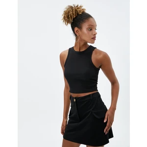 Basic Crop Atlet Yuvarlak Yaka Ribanalı