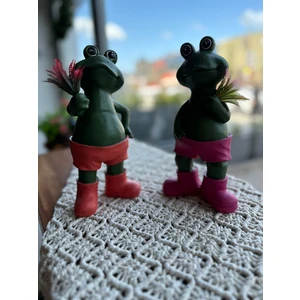 Şemsiyeli Kurbağa Heykel Takımı, Bahçe Dekorasyonu, Kurbağa Heykel Seti, Bahçe Dekor