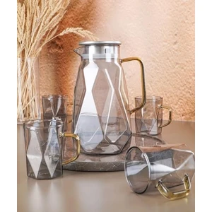 Füme Cam Sürahi Seti 1500 ml + 4 Adet Bardak 300 ml