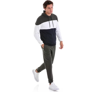 Lacivert Regular Fit Düz Pamuklu Kanguru Cep Kapüşonlu Sweatshirt