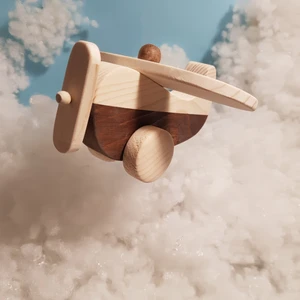 El Yapımı Ahşap Oyuncak Uçak, Eğitici, Kreatif, Vintage ve Doğal ve Güvenli Ahşap Bebek Oyuncak